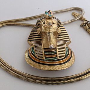 Eisenberg King Tut Signed Pendant and Chain